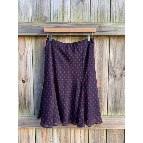 Vintage Red Dot Flare Midi Skirt - Picture 7 of 9